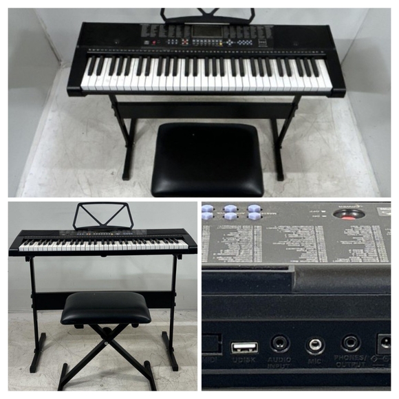 Black Electronic Keyboard with Stand and Bench